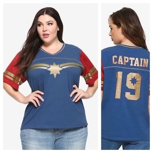 Blue and Red Captain Graphic Women's Top